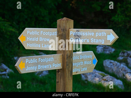 Fingerpost près de Jenny Brown's Point, Silverdale, Lancashire, Angleterre, Royaume-Uni, Europe. Banque D'Images