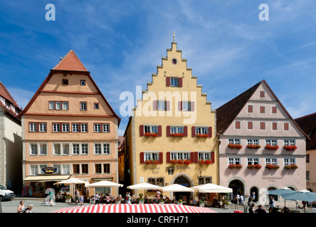 Sur la place principale de Rothenburg ob der Tauber, Ansbach, Franconia, Allemagne Banque D'Images