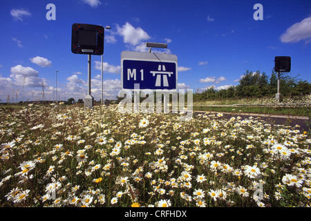 Roadsign affirmant début de l'autoroute M1 près de Leeds Yorkshire UK Banque D'Images