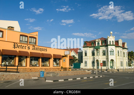 Bâtiment Hohenzollern (1906) et d'antiquités boutique, Namibie, Windhoek Banque D'Images