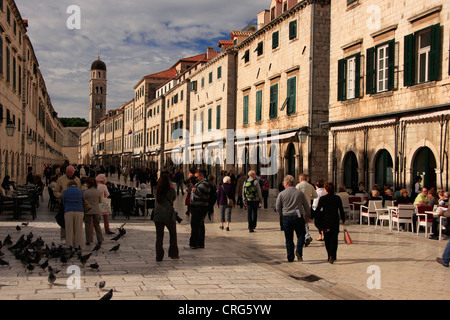 Stradun, la rue principale de la vieille ville, Dubrovnik, Croatie Banque D'Images