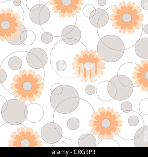 Motif floral et rond on white Banque D'Images