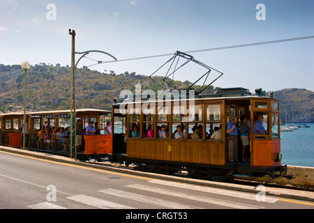 Ancien Tramway de Soller à Port Soller, Majorque, Baléares, Port de Soller, Port Soller Banque D'Images