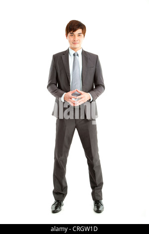 Smart asian businessman standing on white background Banque D'Images