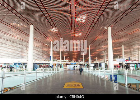 Terminal 3, l'Aéroport International de Beijing, vu de l'entrée. Banque D'Images