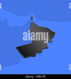 Carte Politique d'Oman avec les régions et plusieurs governorats. Banque D'Images