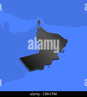 Carte Politique d'Oman avec les régions et plusieurs governorats. Banque D'Images