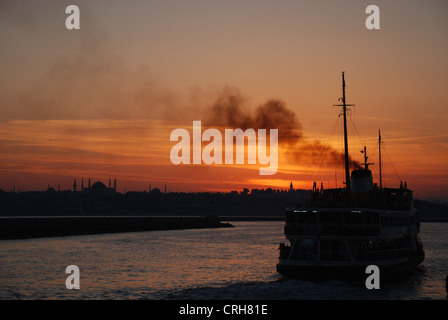 Un traversier de labourer le Bosphore entre l'Asie et l'Europe à Istanbul. Photo par : Adam Alexander/Alamy Banque D'Images