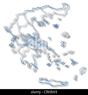 Carte politique de la Grèce avec les plusieurs états où la Grèce centrale est mis en évidence. Banque D'Images