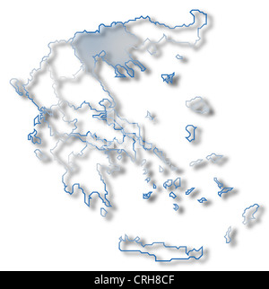 Carte politique de la Grèce avec les plusieurs états où la Macédoine centrale est mis en évidence. Banque D'Images