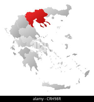 Carte politique de la Grèce avec les plusieurs états où la Macédoine centrale est mis en évidence. Banque D'Images