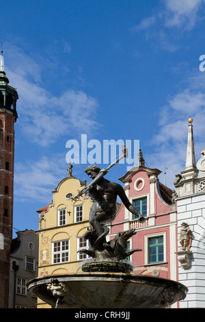 La fontaine de Neptune à Dlugi Targ à Gdansk, Pologne Banque D'Images