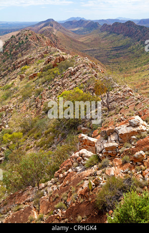 Vue le long des West MacDonnell Ranges à Mt Sonder à partir de dénombrements Larapinta Trail sur le point Banque D'Images