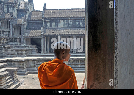 Munk à Angkor Wat, au Cambodge Banque D'Images