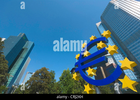 Symbole de l'euro à l'EUB, Banque centrale européenne, l'Allemagne, Hesse, Frankfurt am Main Banque D'Images