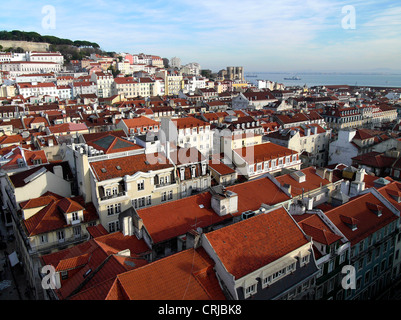 Vue sur les quartiers Baixa et Alfama, Portugal, Lisbonne, Lisbonne Banque D'Images