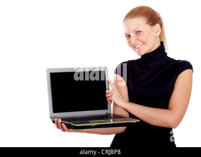 Business Woman with laptop Banque D'Images