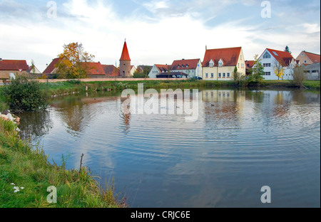 Vue romantique sur la ville de Wolframs-Eschenbach en Bavière, Allemagne, Bavière Banque D'Images