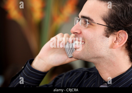 Businessman talking on the phone in an office Banque D'Images