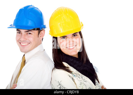 Couple de jeunes architectes portrait smiling Banque D'Images