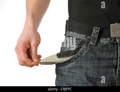 Man showing his vide poche du pantalon Banque D'Images