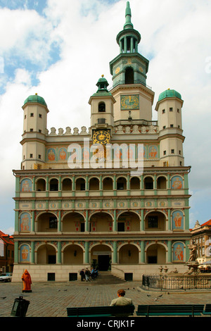 Hôtel de ville à l'ancienne place du marché, de la Pologne, Stary Rynek, Poznan Banque D'Images