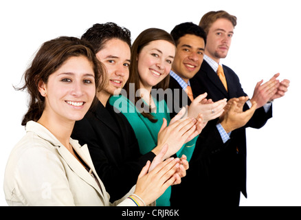 Groupe de gens d'affaires dans un bureau applaudir Banque D'Images