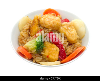 Poulet au sésame avec du riz Banque D'Images