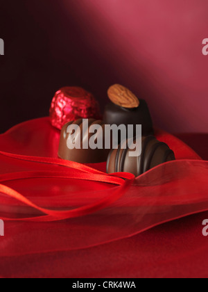 Les chocolats sur boîte de décoration Banque D'Images