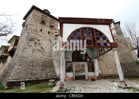 Entrée au grand monastère Lavra, Le Mont Athos, en Grèce. Banque D'Images