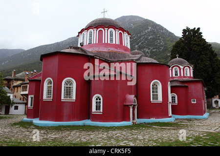 Le katholikon à grande Laure Monastère, Mont Athos, Grèce. Banque D'Images