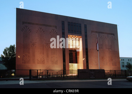 Ambassade de la République arabe d'Égypte, pendant la nuit Banque D'Images
