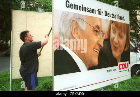 Affiche électorale de la CDU / CSU pour les élections fédérales. Banque D'Images