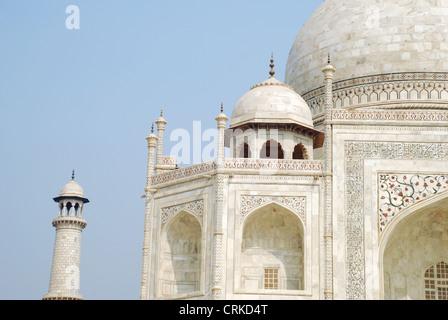 Taj Mahal (vue partielle), Agra, Uttar Pradesh, Inde, UNESCO World Heritage Site. Banque D'Images