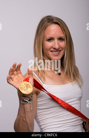 Sailer Anna Tunnicliffe USA au niveau de l'équipe du Sommet des médias à Dallas, TX de l'avance des Jeux Olympiques de Londres de 2012. Banque D'Images