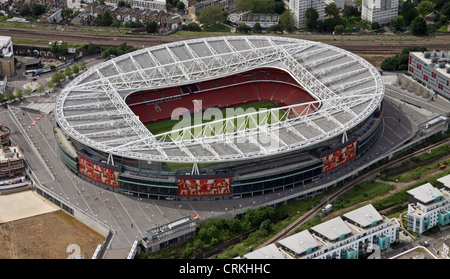 Vue aérienne du FC Arsenal Emirates Stadium, Londres N5 Banque D'Images