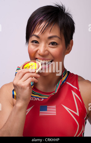 Clarissa lutteur Chun au niveau de l'équipe USA Media Summit de Dallas, TX à l'avance des Jeux Olympiques de Londres de 2012. Banque D'Images