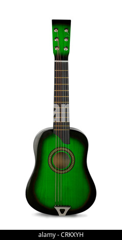 Guitare acoustique en bois vert isolated on white Banque D'Images