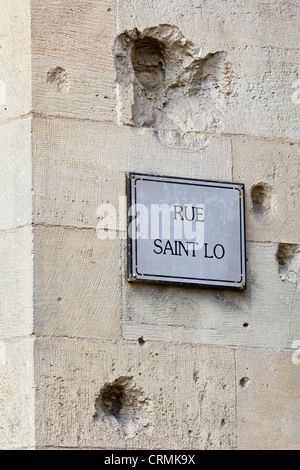 WW2 trous en Palais de Justice, Rouen, Normandie, France Banque D'Images