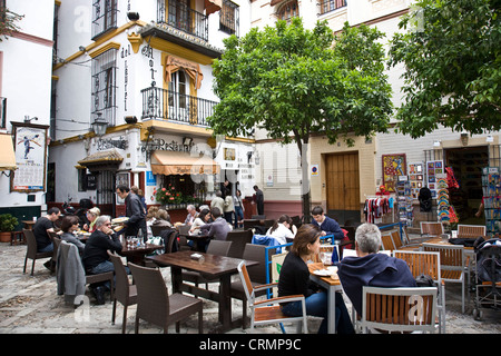 Europe Espagne Andalousie Séville, le quartier de Santa Cruz restaurant Banque D'Images