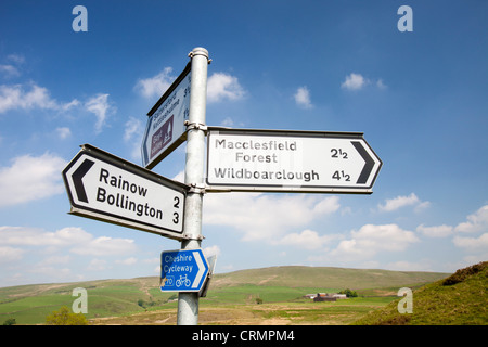 Le moorland Cheshire countrside sur au-dessus de Macclesfield, Royaume-Uni. Banque D'Images