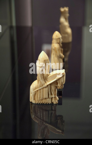 Ecosse, îles Hébrides, l'île de Lewis. Stornoway Museum, le Lewis Chessmen. Banque D'Images