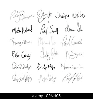 Signatures des womans mans et noms abstraits. Sur fond transparent Banque D'Images