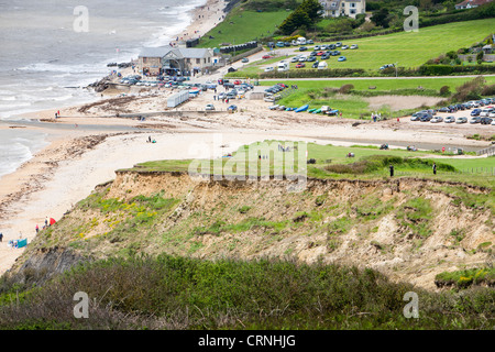 Un glissement de terrain sur la côte du Dorset à Charmouth. Banque D'Images