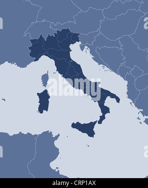 Carte politique de l'Italie avec les diverses régions. Banque D'Images