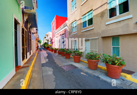 Ruelle de la vieille ville de San Juan, Puerto Rico. Banque D'Images