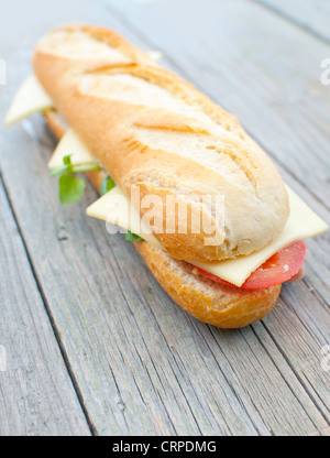 Sous la baguette sandwich Banque D'Images