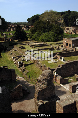 Ostia Antica. Chambre d'Apulée. Style pompéiennes. Du sous Trajan. Vue d'ensemble. L'Italie. Banque D'Images