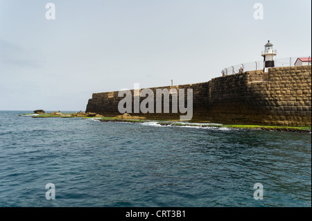 La vue de la mer historique des murs dans l'ancienne Acre (Akko), Israël Banque D'Images