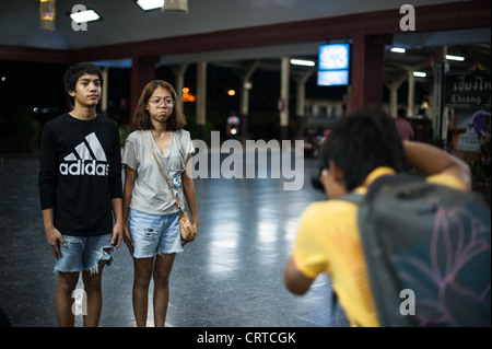 La photographie d'un exercice pendant quelques heures à la gare de Chiang Mai Banque D'Images
